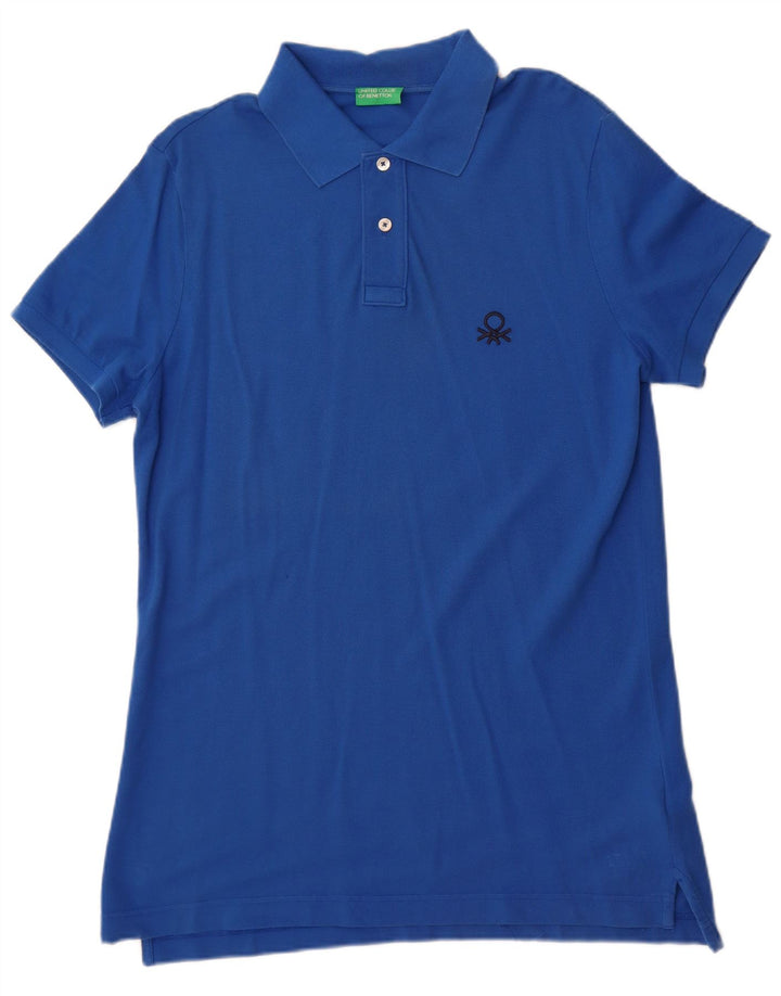 Benetton Mens Polo Shirt XL Blue Cotton