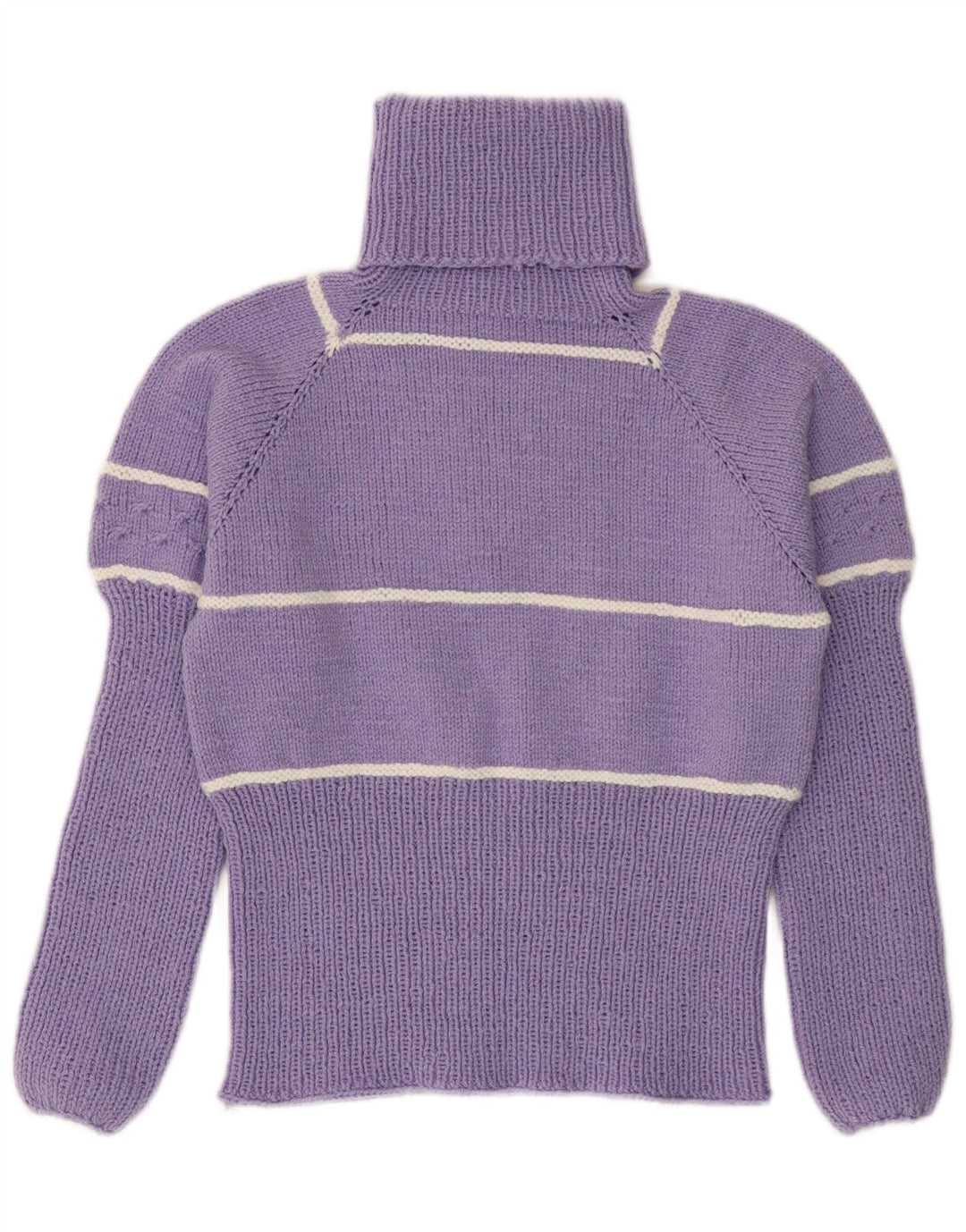 VINTAGE Womens Roll Neck Jumper Sweater UK 10 Small Purple Striped