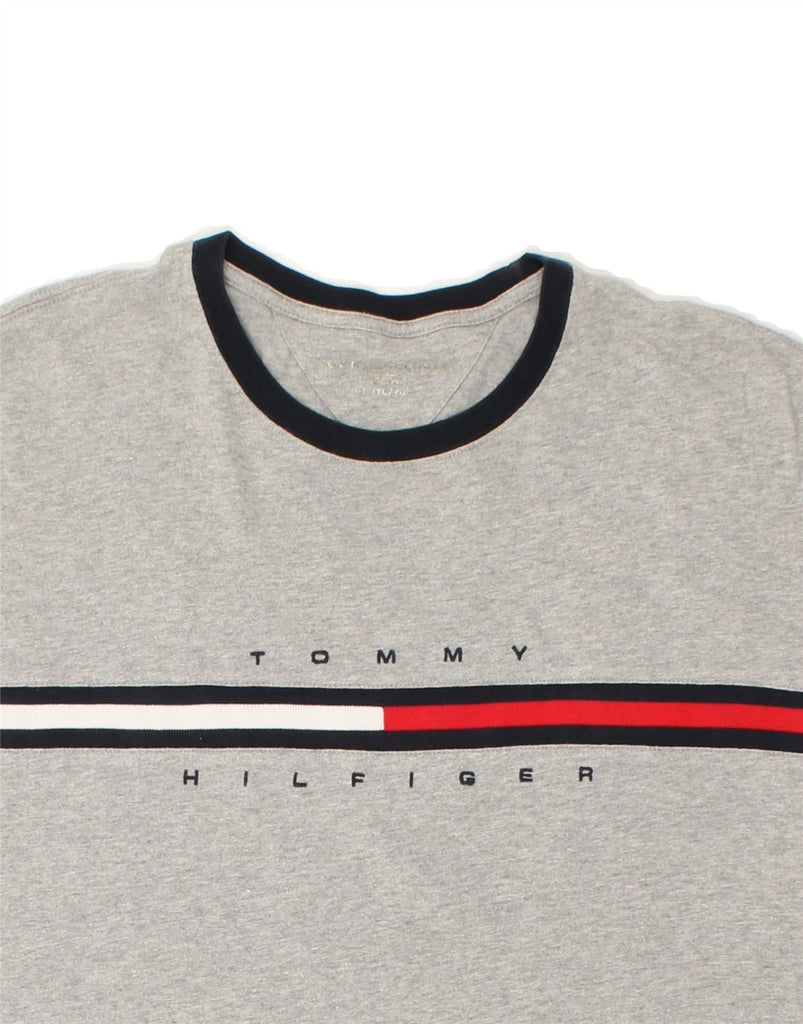 TOMMY HILFIGER Mens Graphic T-Shirt Top XL Grey Cotton | Vintage Tommy Hilfiger | Thrift | Second-Hand Tommy Hilfiger | Used Clothing | Messina Hembry 