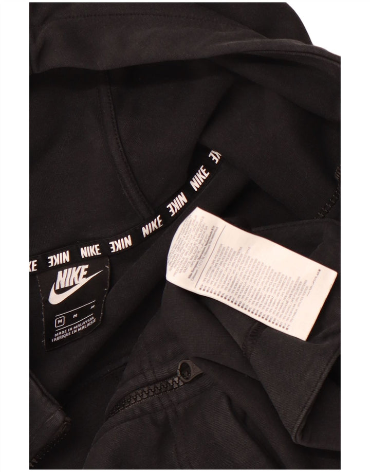 Nike Womens Graphic Zip Hoodie Sweater UK 14 Medium Black Cotton