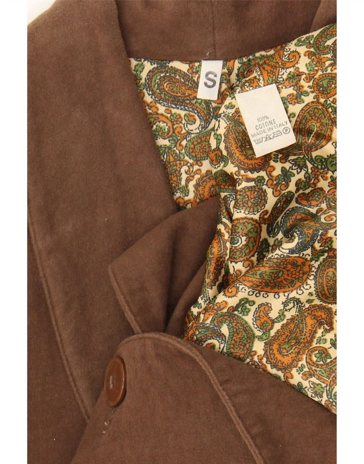Vintage Womens 2 Button Blazer Jacket UK 10 Small Brown Cotton