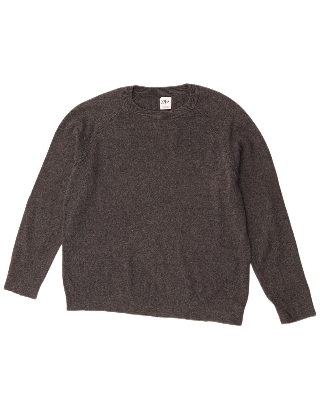 Zara Mens Crew Neck Jumper Sweater Large Grey Flecked Cotton