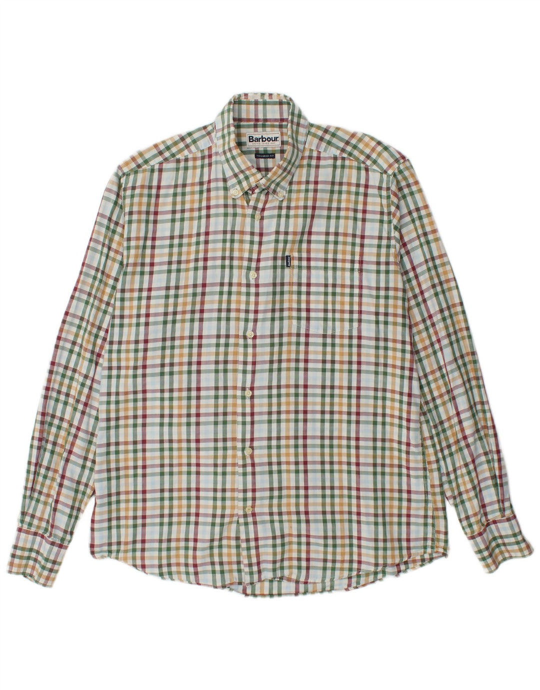 BARBOUR Mens Tailored Fit Flannel Shirt Large Multicoloured Check