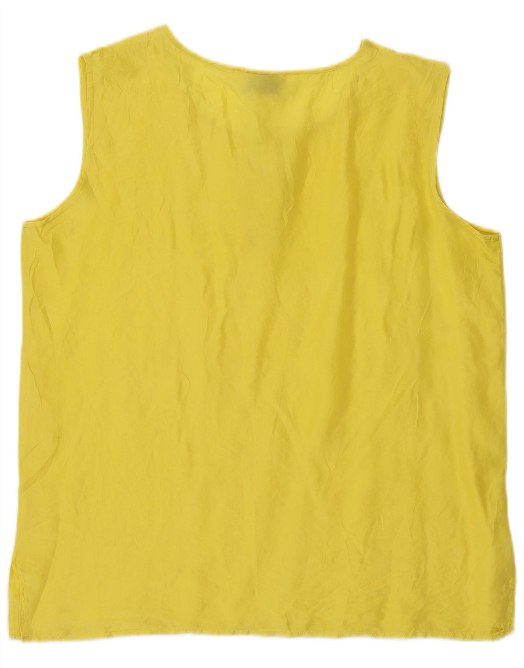 Vintage Womens Sleeveless Blouse Top UK 14 Medium Yellow Silk