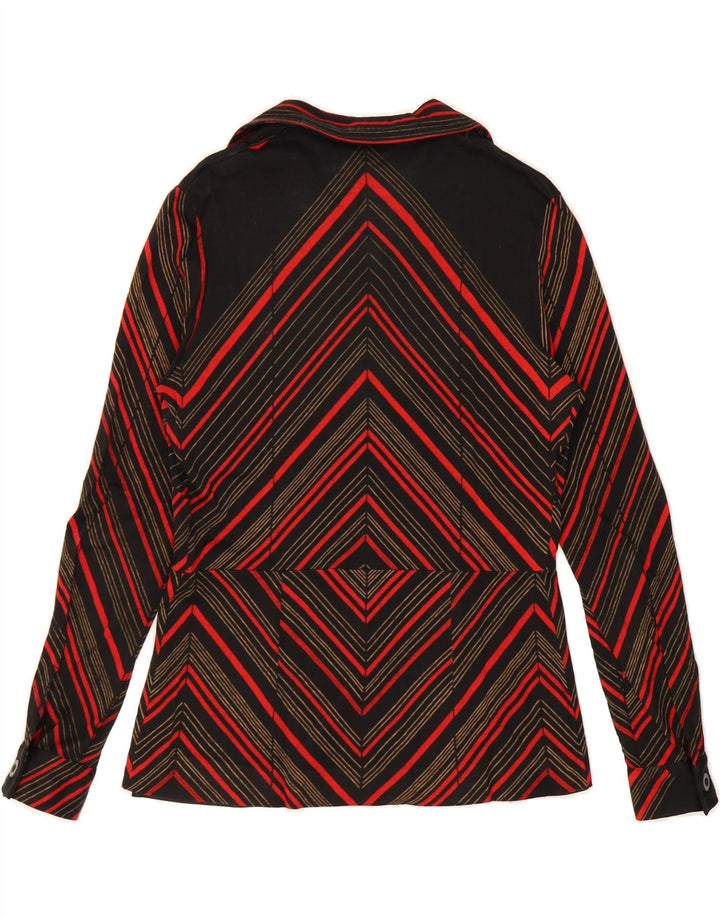 VINTAGE Womens Pullover Shirt UK 14 Medium Black Striped Vintage Vintage and Second-Hand Vintage from Messina Hembry 