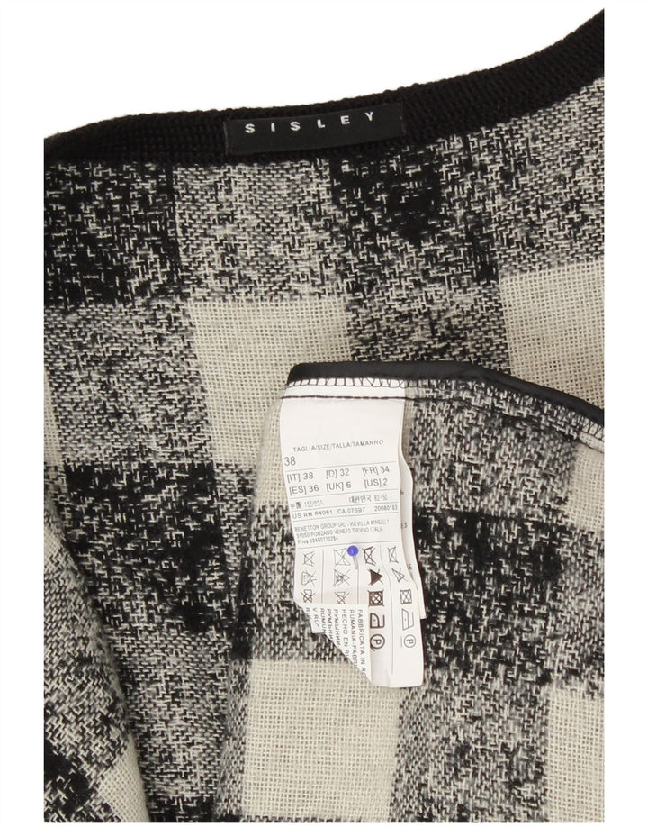 Sisley Womens Oversized Blazer Jacket UK 6 XS Black Gingham Acrylic