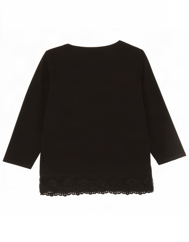 Marks & Spencer Womens 3/4 Sleeve Shirt Blouse UK 14 Medium Black Viscose