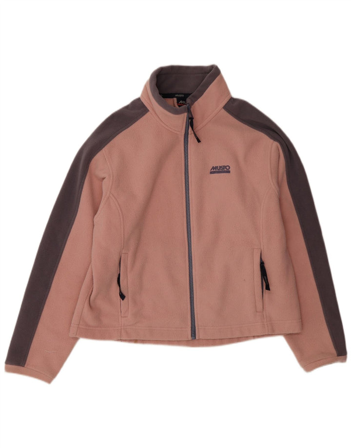 Musto Womens Fleece Jacket UK 14 Large Pink Colourblock Polyester