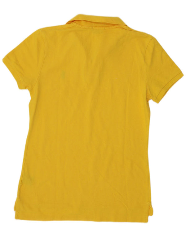 Polo Ralph Lauren Womens Skinny Fit Polo Shirt UK 12 Medium Yellow Cotton