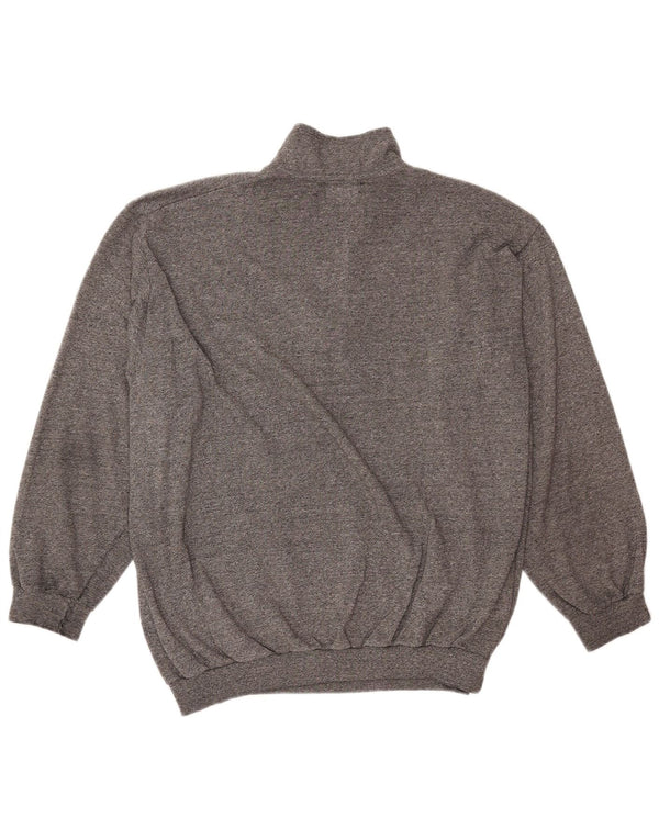 VINTAGE Womens Zip Neck Sweatshirt Jumper UK 18 XL Grey Flecked