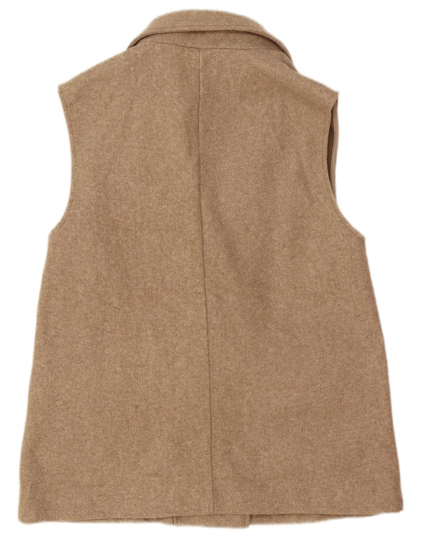 Zara Womens Double Breasted Utility Gilet UK 12 Medium Beige Polyester