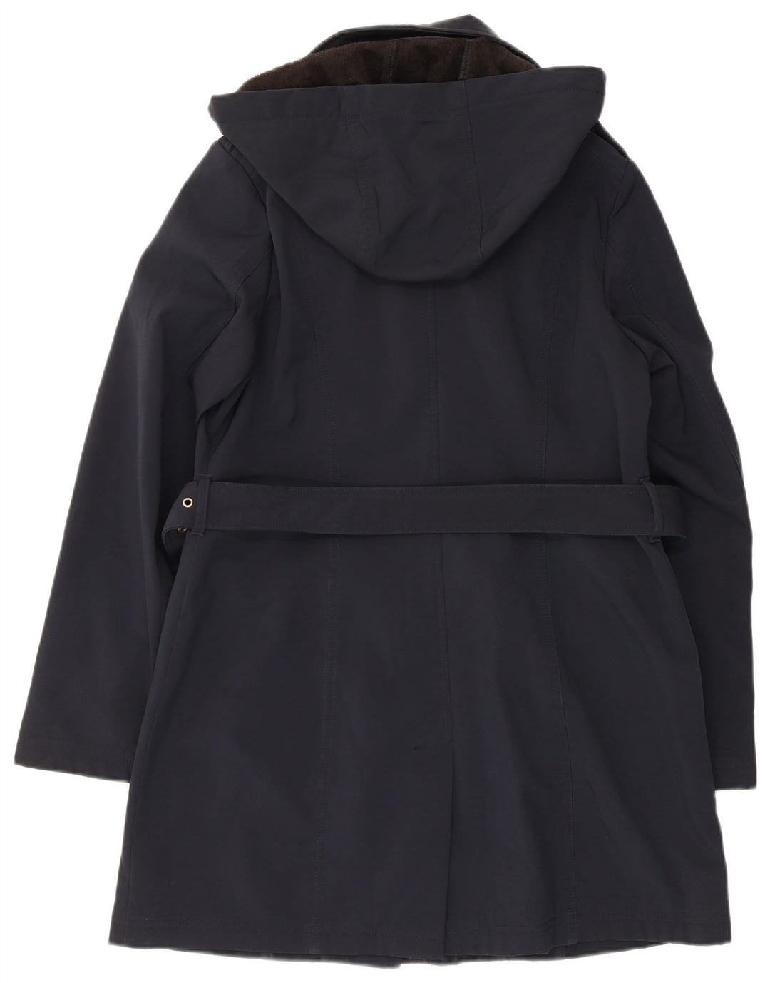 Michael Kors Womens Hooded Trench Coat UK 14 Medium Navy Blue Polyester