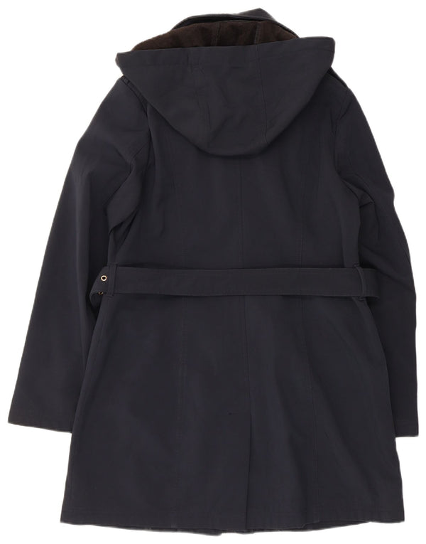 Michael Kors Womens Hooded Trench Coat UK 14 Medium Navy Blue Polyester