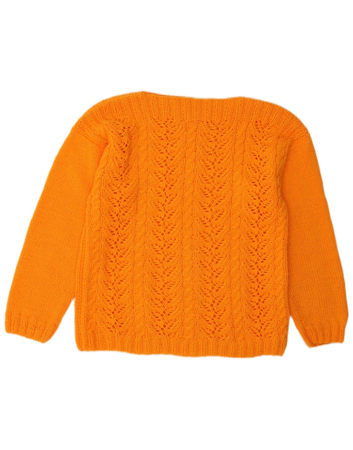 VINTAGE Womens Boat Neck Jumper Sweater UK 12 Medium Orange