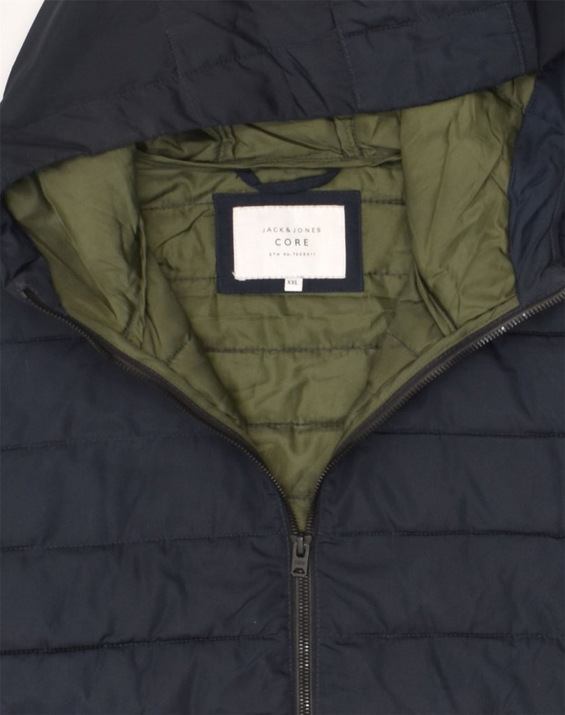 JACK & JONES Mens Hooded Padded Jacket UK 44 2XL Navy Blue | Vintage Jack & Jones | Thrift | Second-Hand Jack & Jones | Used Clothing | Messina Hembry 