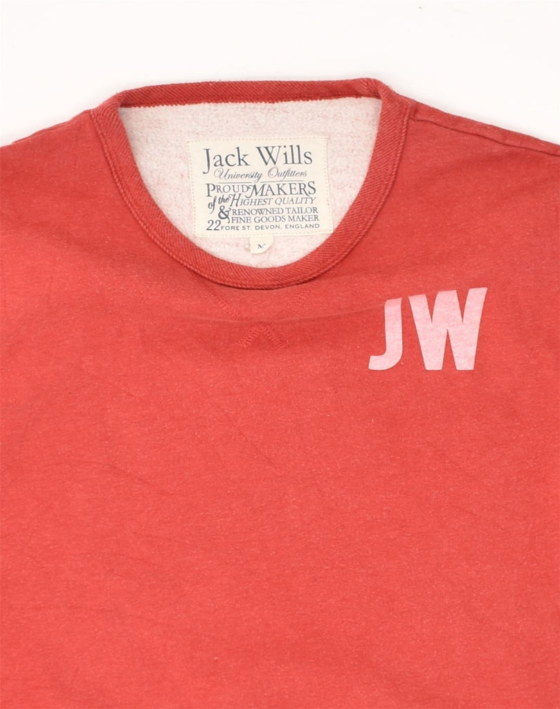 JACK WILLS Mens Sweatshirt Jumper Medium Red Cotton | Vintage Jack Wills | Thrift | Second-Hand Jack Wills | Used Clothing | Messina Hembry 