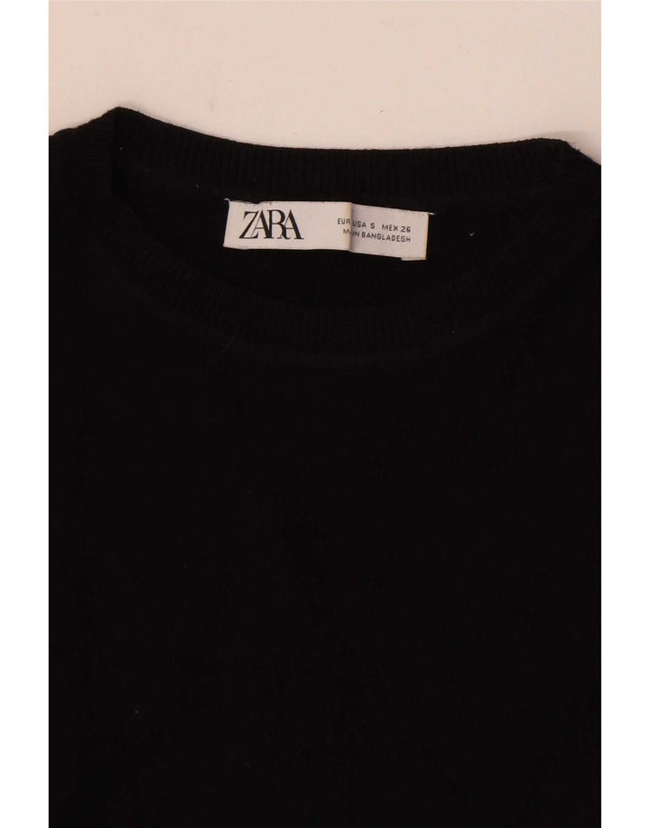 Zara Womens Crop Vest Top UK 8 Small Black