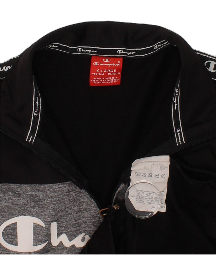 CHAMPION Boys Tracksuit Top Jacket 13-14 Years XL  Black Colourblock Vintage Champion and Second-Hand Champion from Messina Hembry 
