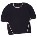 Marks & Spencer Womens Short Sleeve Blouse Top UK 16 Large Navy Blue