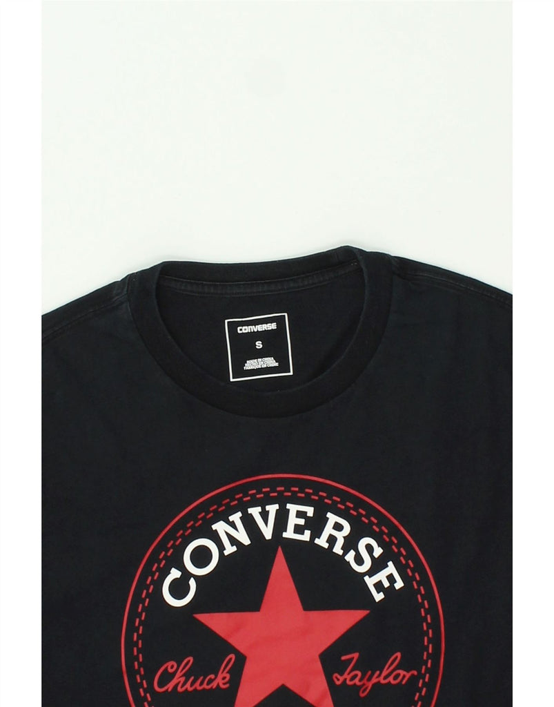 CONVERSE Mens Graphic Top Long Sleeve Small Black Vintage Converse and Second-Hand Converse from Messina Hembry 