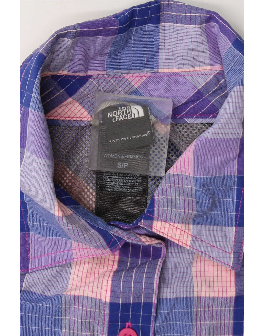 The North Face Womens Short Sleeve Shirt Small Multicoloured Check Nylon