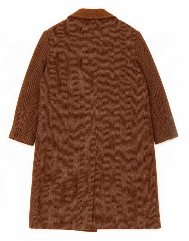 Vintage Mens Overcoat UK 40 Large Brown Herringbone
