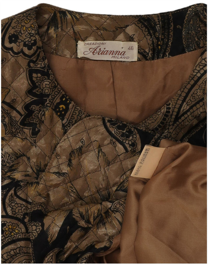 ARIANNA Womens 5 Button Quilted Blazer Jacket IT 46 Large Brown Paisley