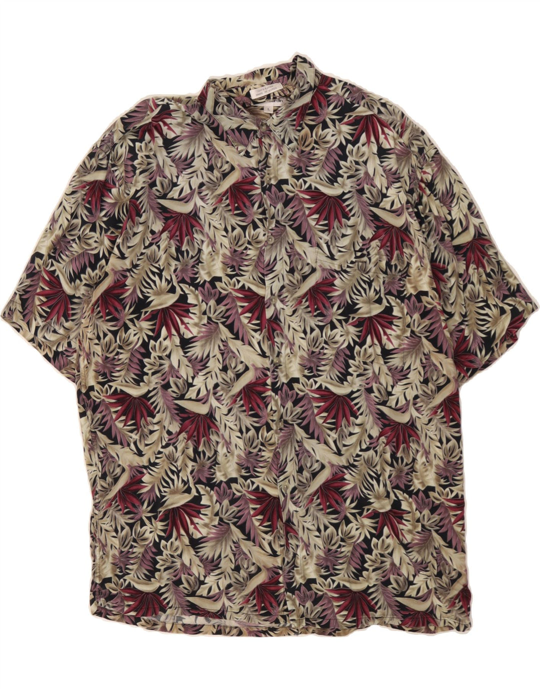 PIERRE CARDIN Mens Short Sleeve Shirt Large Multicoloured Floral Rayon Vintage Pierre Cardin and Second-Hand Pierre Cardin from Messina Hembry 