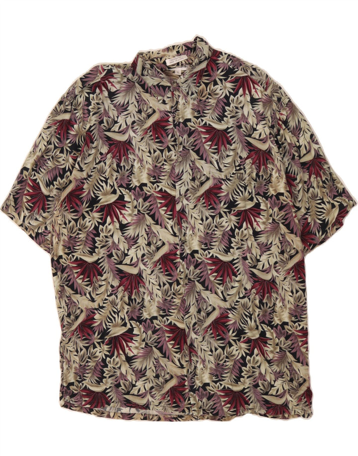 PIERRE CARDIN Mens Short Sleeve Shirt Large Multicoloured Floral Rayon Vintage Pierre Cardin and Second-Hand Pierre Cardin from Messina Hembry 
