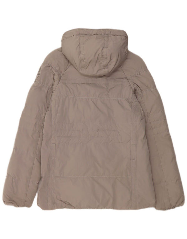 Napapijri Womens Hooded Padded Jacket UK 10 Small Grey Polyester