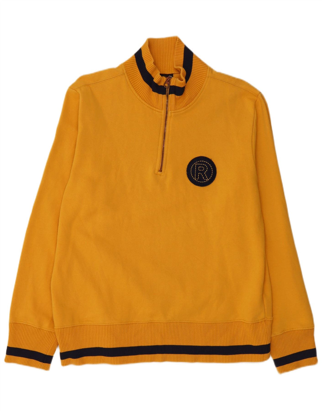 Lee Mens Graphic Zip Neck Sweatshirt Jumper 2XL Yellow Cotton