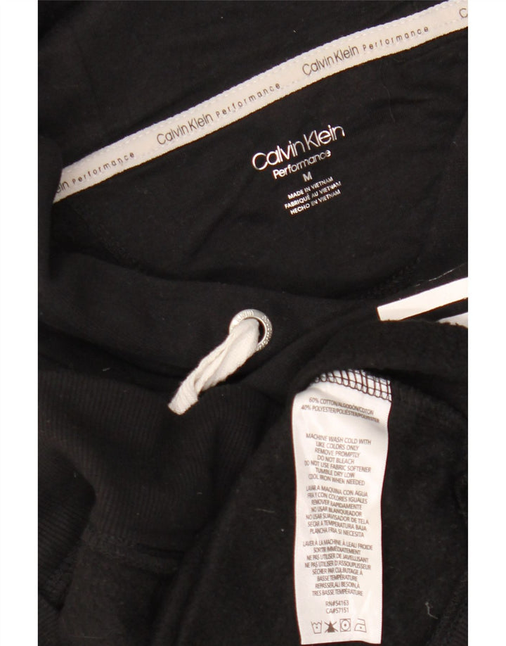 CALVIN KLEIN Womens Oversized Crop Hoodie Jumper UK 14 Medium Black