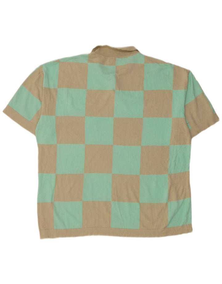 Zara Mens Polo Shirt Large Beige Geometric