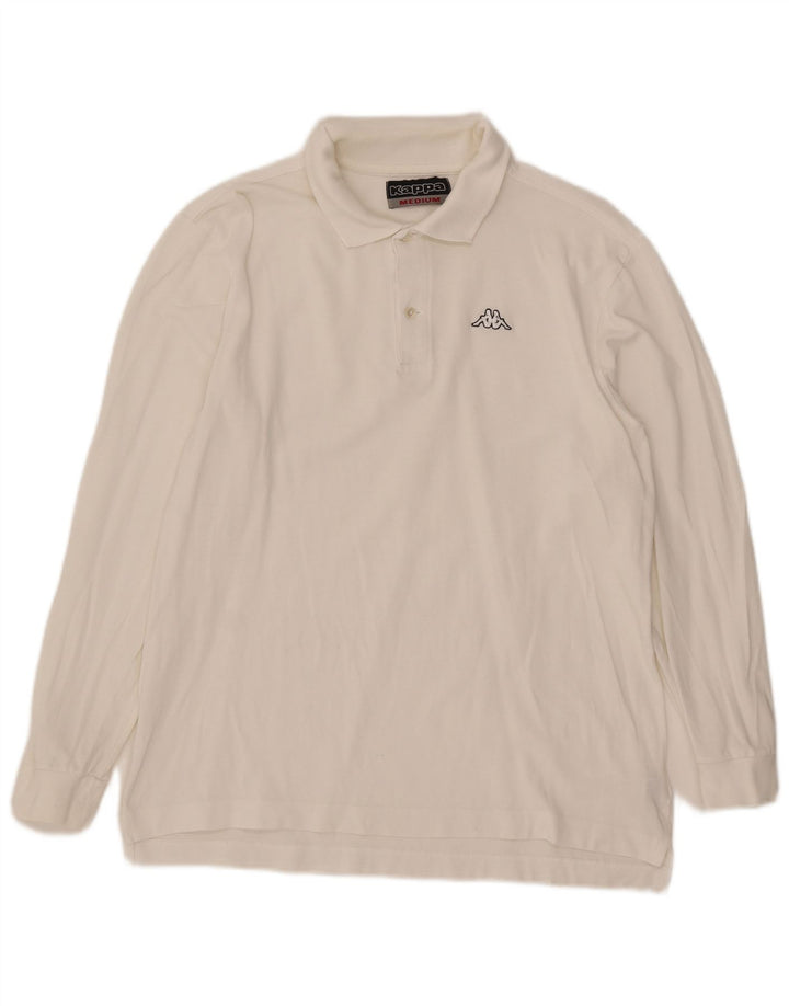 Kappa Mens Long Sleeve Polo Shirt Medium White Cotton