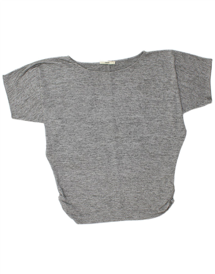 Oasis Womens Oversized T-Shirt Top UK 10 Small Grey Flecked Polyester