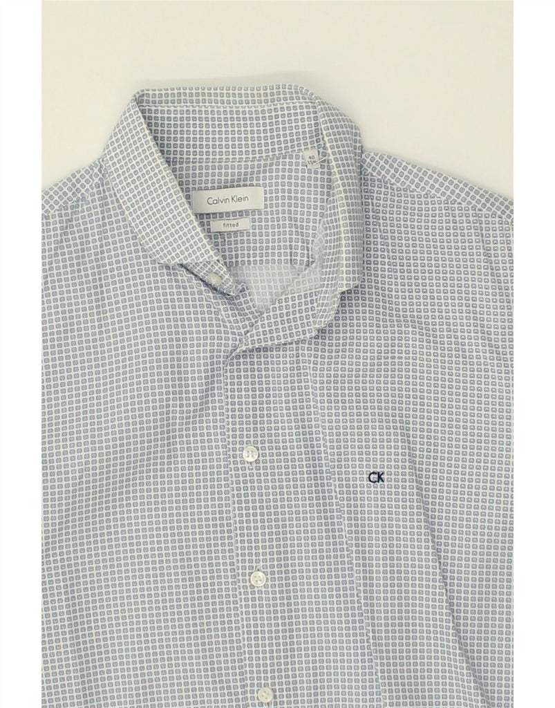 CALVIN KLEIN Mens Fitted Shirt Size 40 15 3/4 Medium Blue Check | Vintage Calvin Klein | Thrift | Second-Hand Calvin Klein | Used Clothing | Messina Hembry 