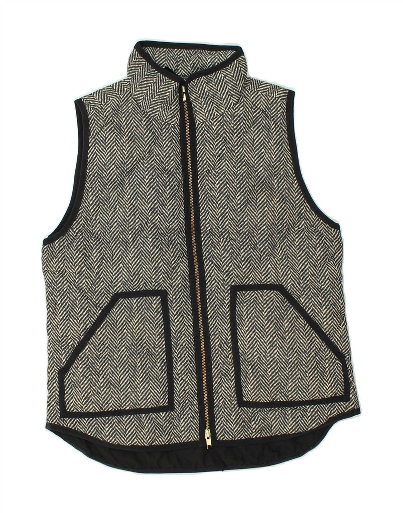 J. CREW Womens Quilted Gilet UK 10 Small Grey Herringbone Polyester | Vintage J. Crew | Thrift | Second-Hand J. Crew | Used Clothing | Messina Hembry 