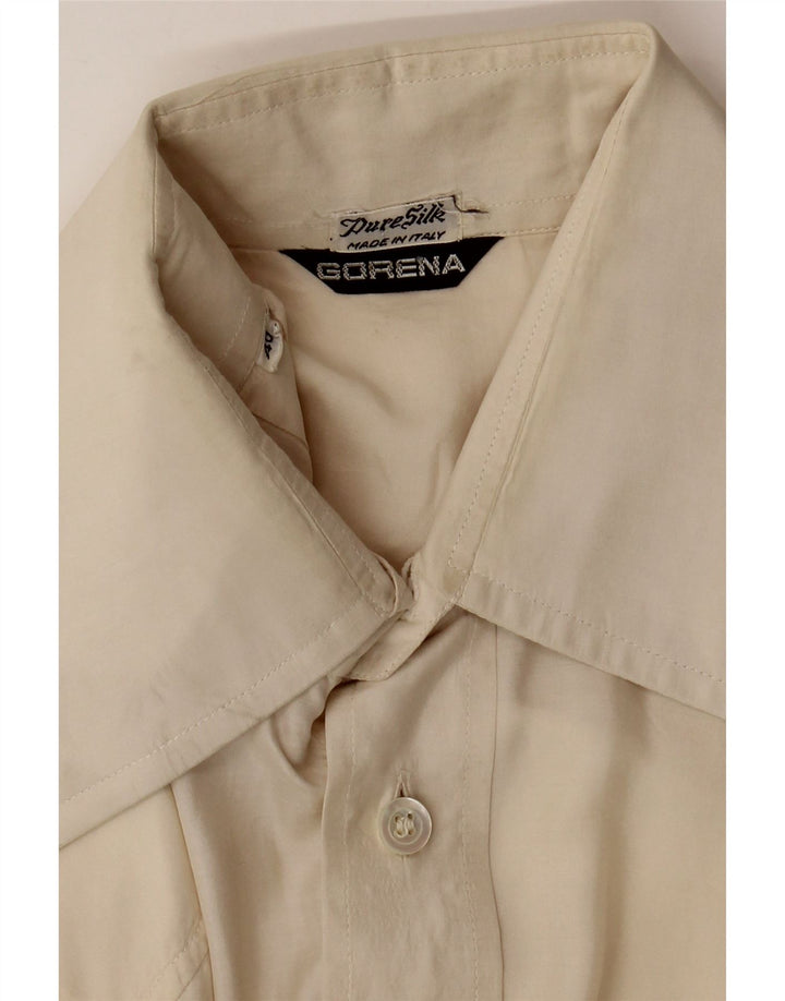 GORENA Mens Shirt Size 40 Medium Beige Silk