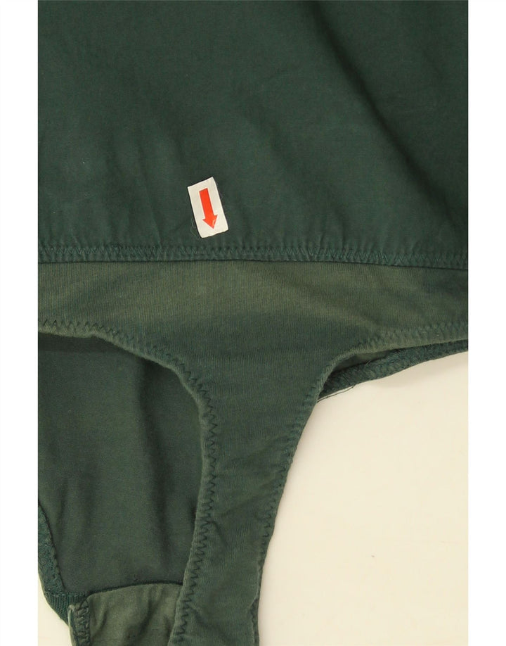 Benetton Womens Ruffle Front Bodysuit UK 16 Large Green Cotton