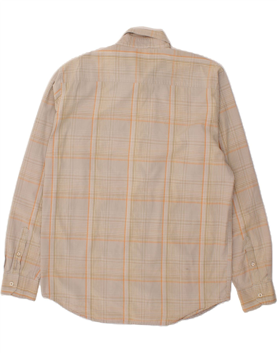 WRANGLER Mens Shirt Large Beige Check Cotton | Vintage & Second-Hand ...