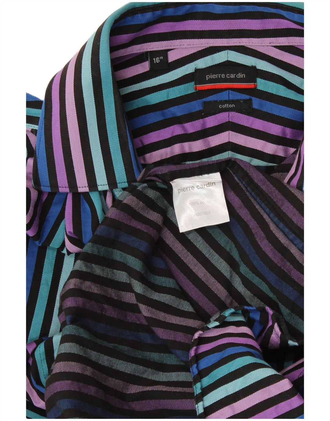 PIERRE CARDIN Mens Shirt Size 16 Large Multicoloured Striped Cotton