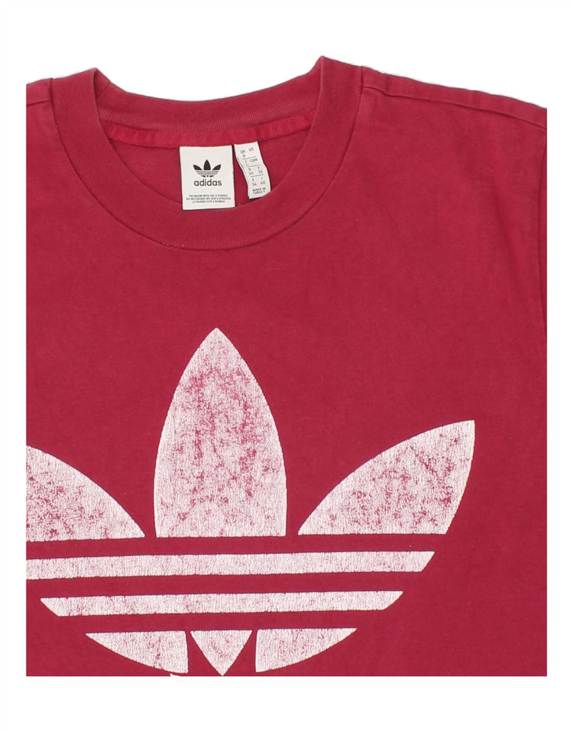 ADIDAS Womens Graphic T-Shirt Top UK 8 Small Red Cotton | Vintage Adidas | Thrift | Second-Hand Adidas | Used Clothing | Messina Hembry 