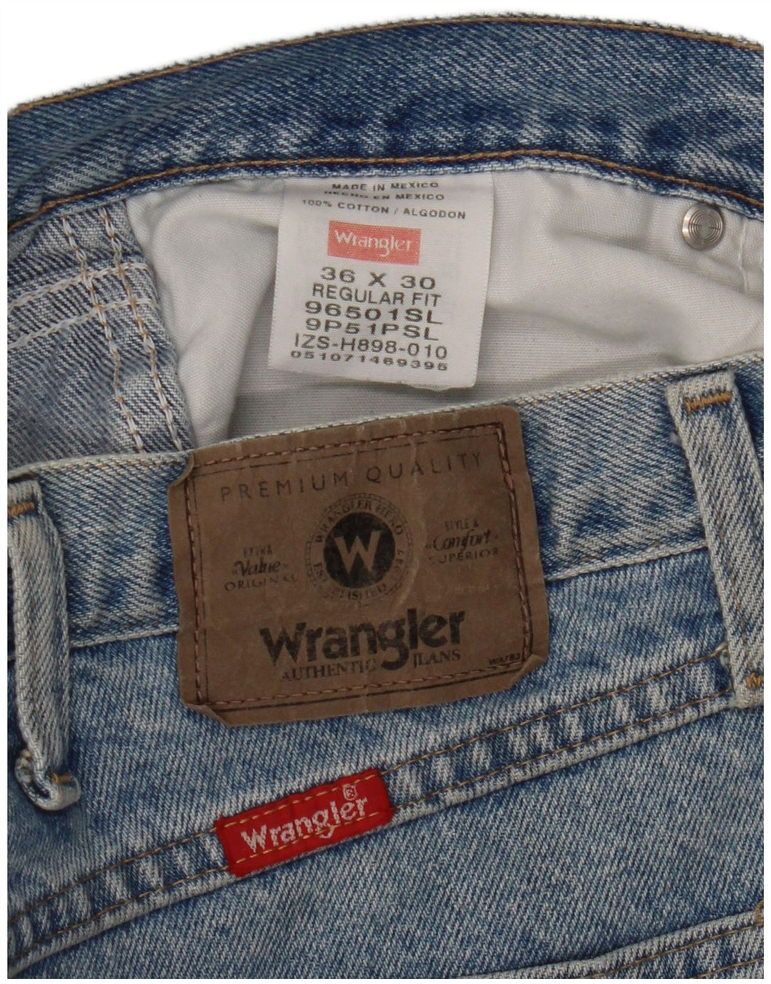 Wrangler Mens Straight Jeans W36 L30 Blue Cotton