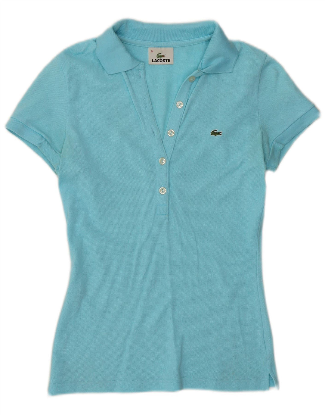 Lacoste Womens Polo Shirt Size 34 Small Blue Cotton