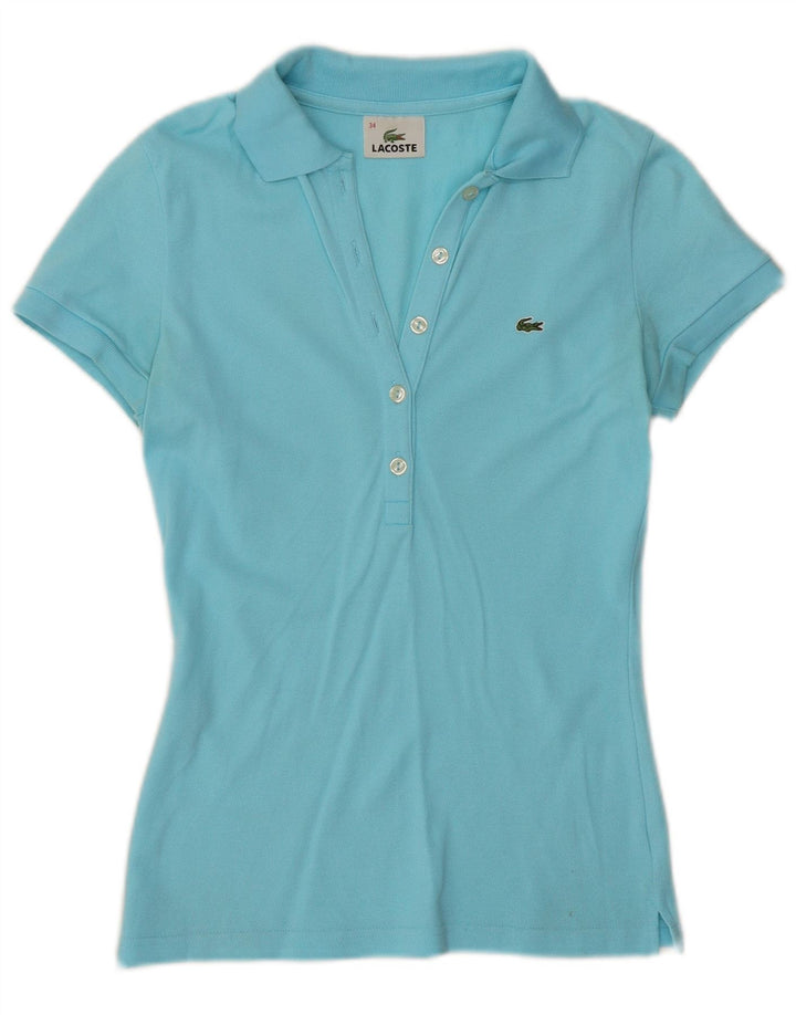 Lacoste Womens Polo Shirt Size 34 Small Blue Cotton