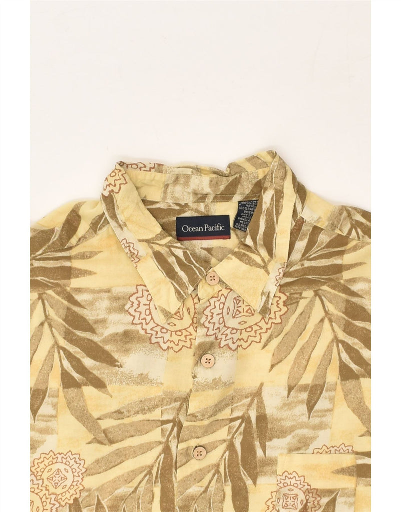 VINTAGE Mens Short Sleeve Shirt XL Yellow Floral Rayon | Vintage Vintage | Thrift | Second-Hand Vintage | Used Clothing | Messina Hembry 