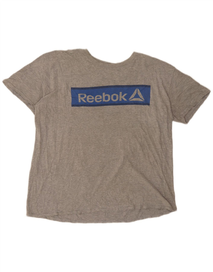 REEBOK Mens Graphic T-Shirt Top 2XL Grey Flecked
