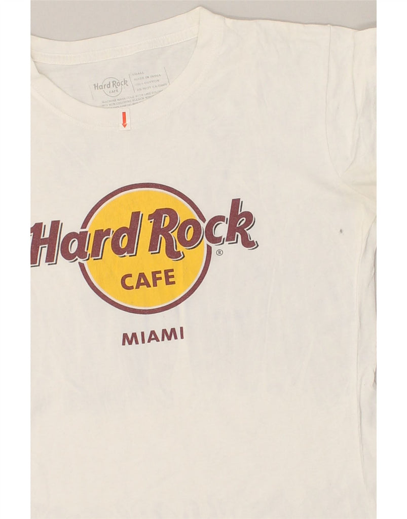 HARD ROCK CAFE Womens Miami Graphic T-Shirt Top UK 10 Small White Cotton | Vintage Hard Rock Cafe | Thrift | Second-Hand Hard Rock Cafe | Used Clothing | Messina Hembry 