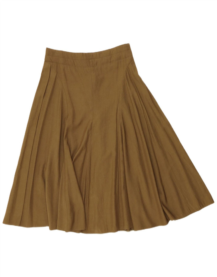 Vintage Womens Flared Skirt Medium W30 Khaki Polyester