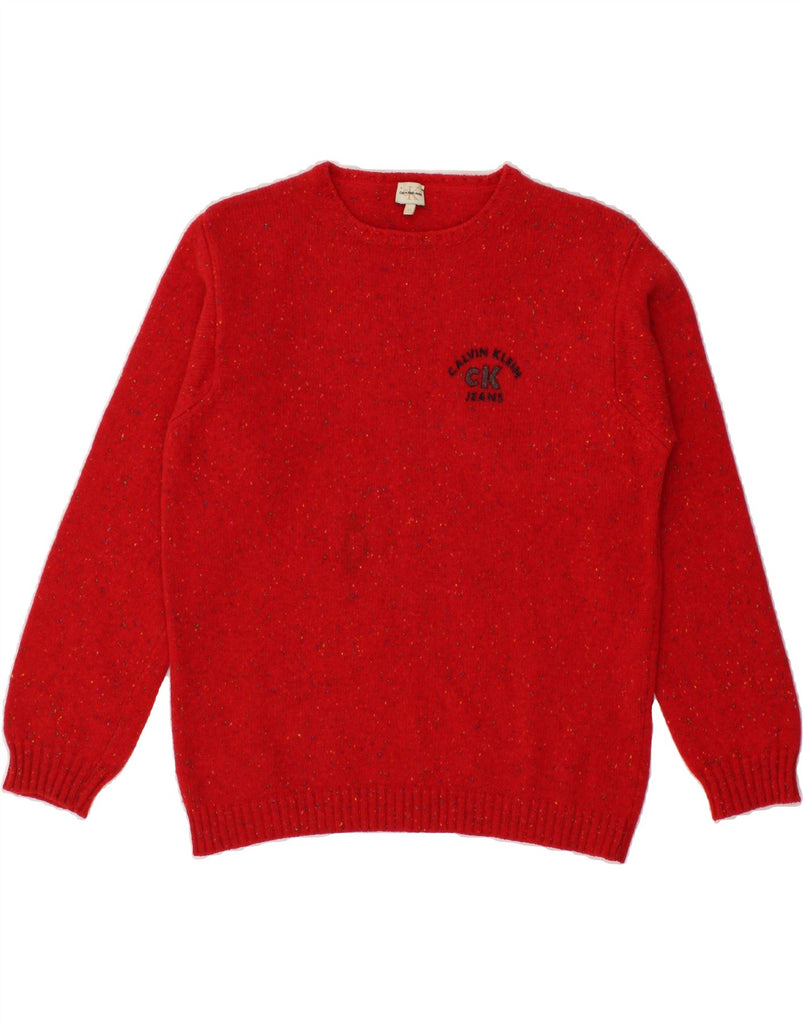 CALVIN KLEIN JEANS Boys Button Neck Jumper Sweater 15-16 Years Red Flecked | Vintage Calvin Klein Jeans | Thrift | Second-Hand Calvin Klein Jeans | Used Clothing | Messina Hembry 